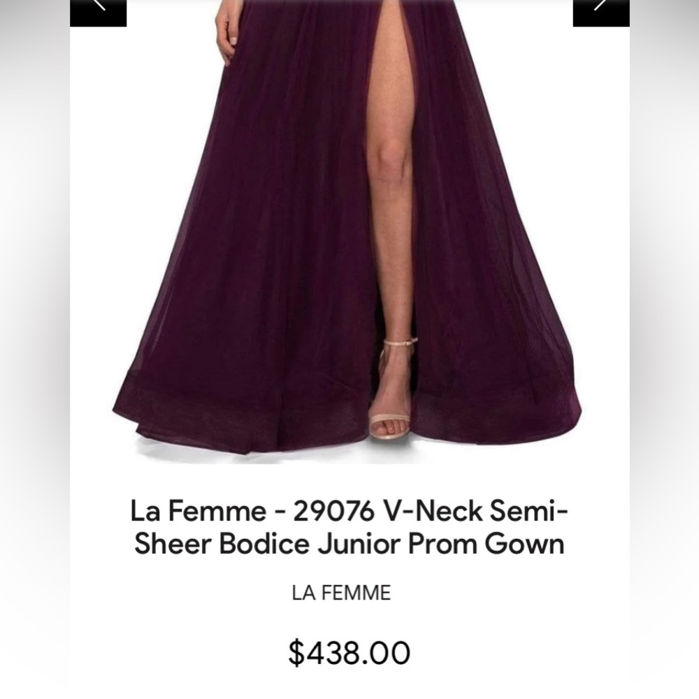 La Femme - 29076 V-Neck Semi-Sheer Bodice Junior Prom Gown NWT Size 6 - Picture 15 of 15